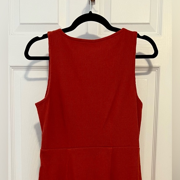 Madewell Organic Cotton Ribbed Button-Down Tank Midi Dress, Etruscan Clay - Picture 8 of 8